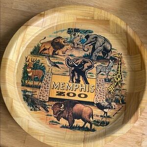 Vintage Memphis Zoo bamboo bar tray